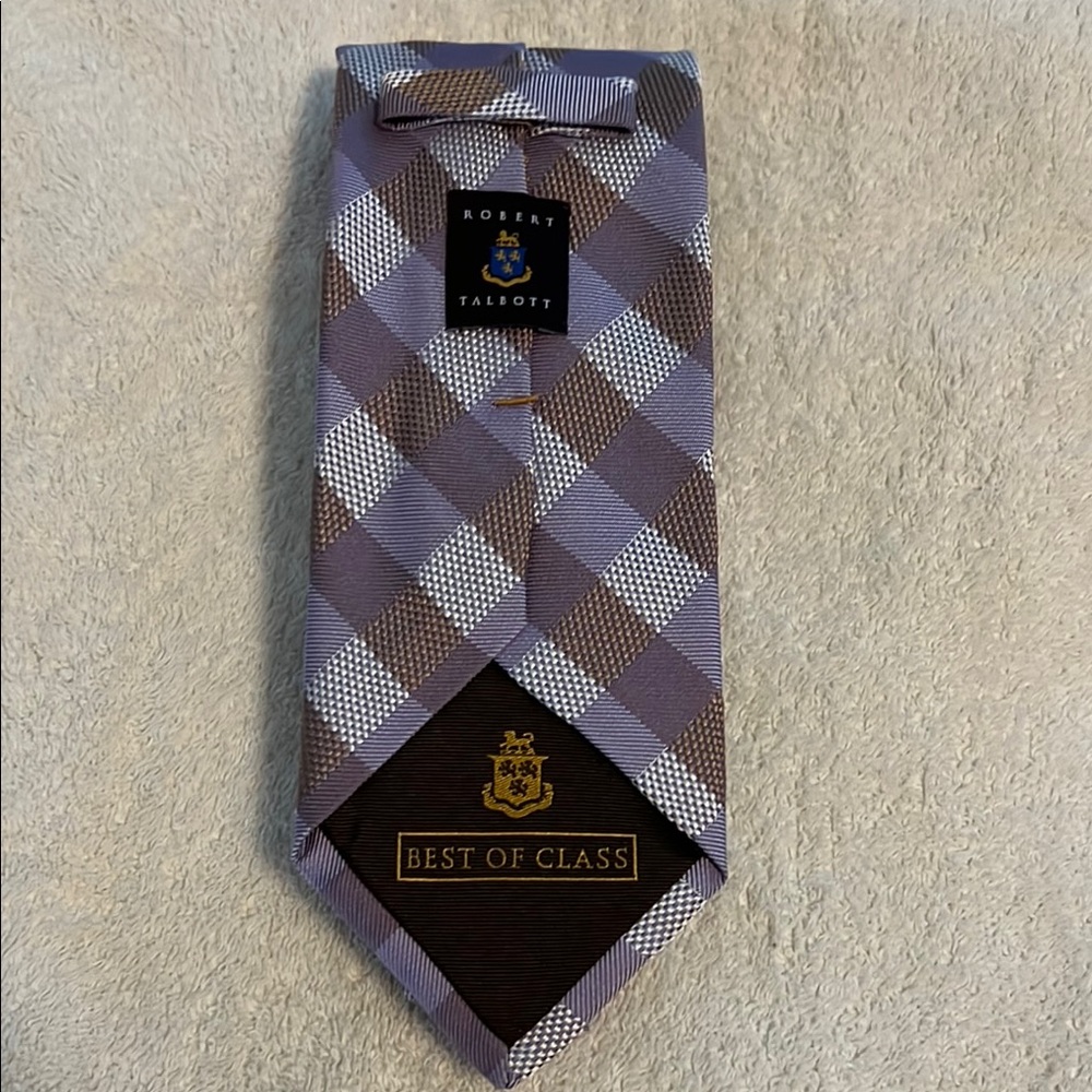 Robert Talbott Brown and Gray Plaid Tie